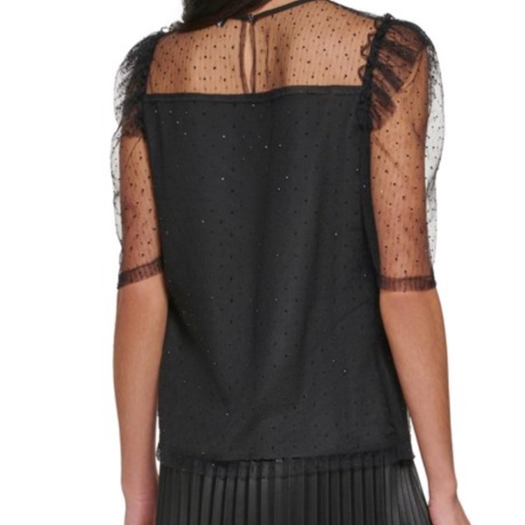 NWT DKNY Embellished Puff Sleeve Blouse - Picture 2 of 2